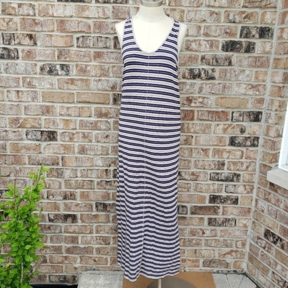 Madewell Striped Racer Back Maxi Dress M - Picture 1 of 6